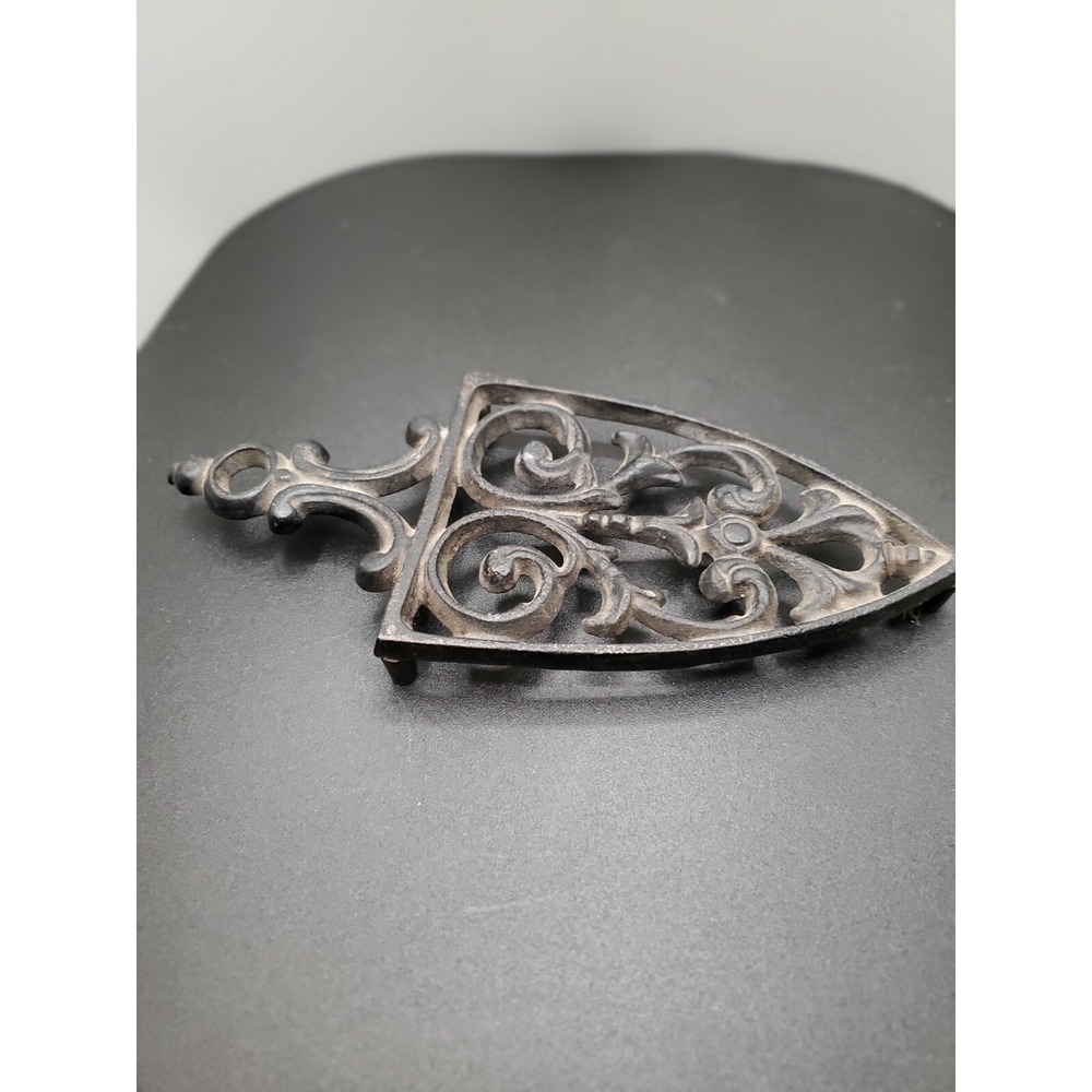 Trivet Hot Iron Stand 3 Legs Perforated Monogram Top Cast Iron Vintage
